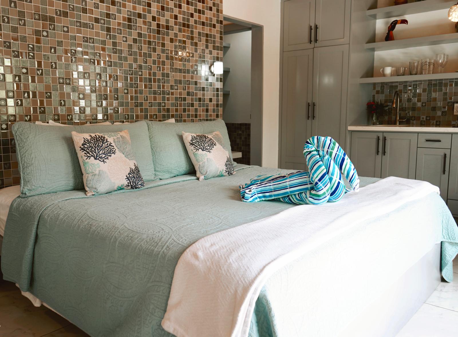 King sized bed in casita