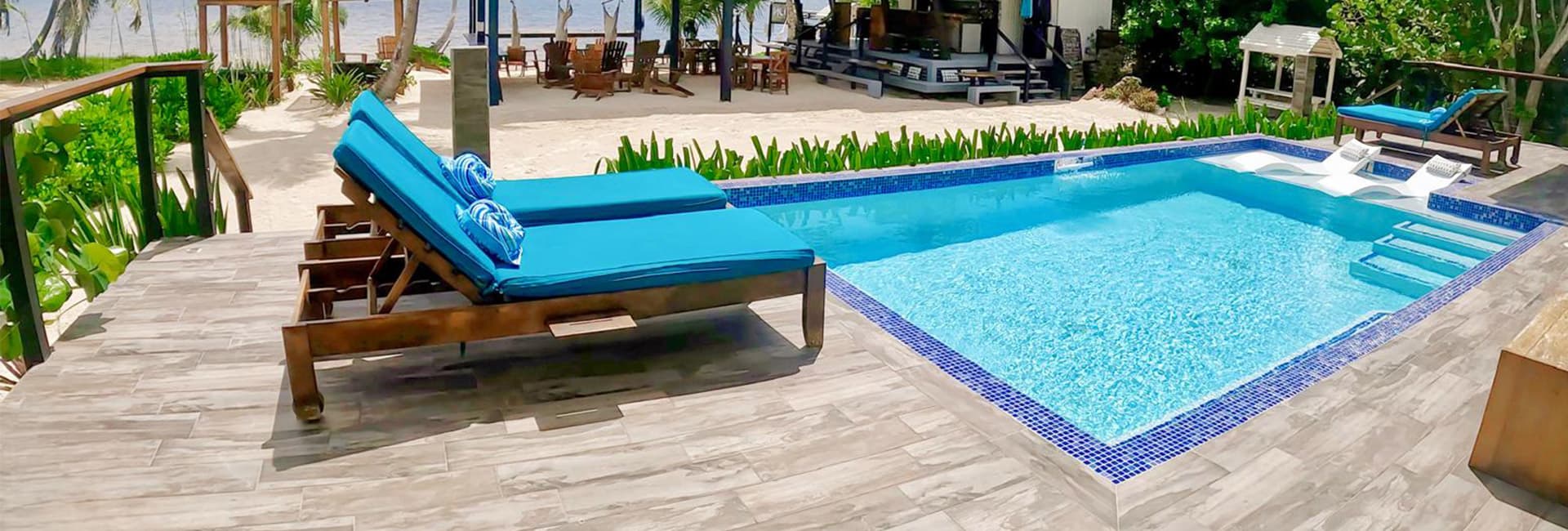 view of the pool at mangata villas in san pedro belize